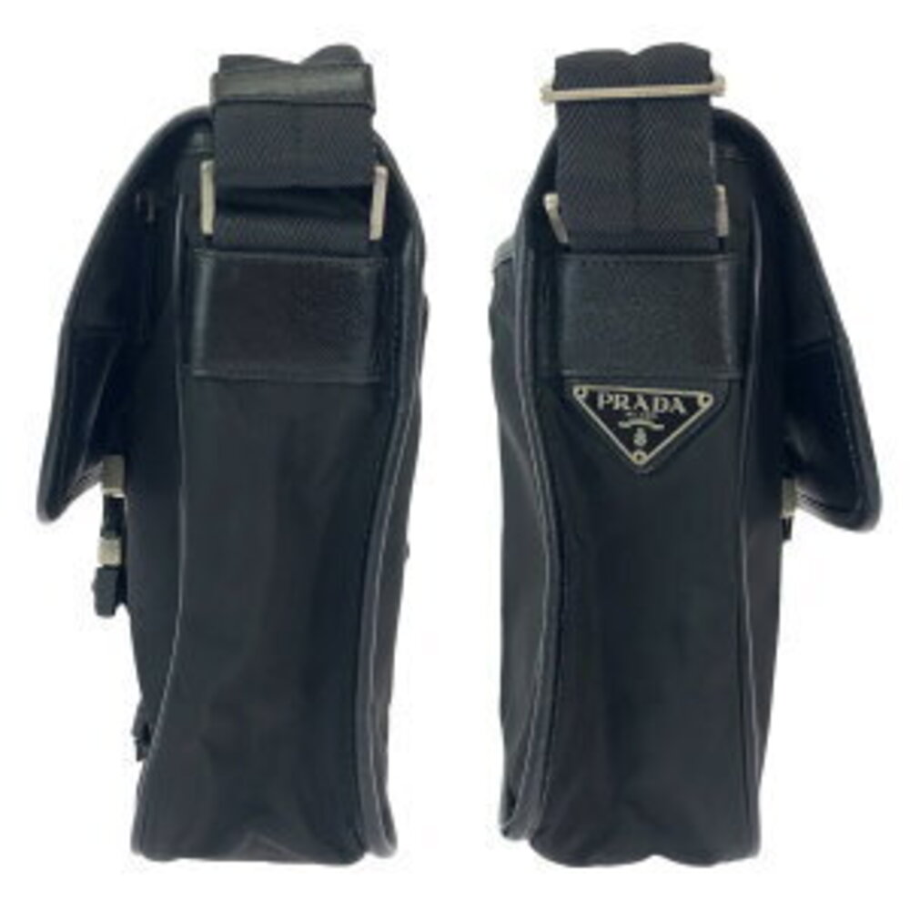 Prada triangular plate shoulder bag black nylon logo Tessuto - Picture 8 of 10